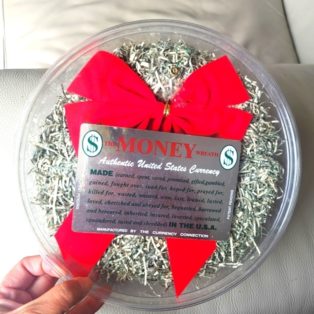 Money wreath real money